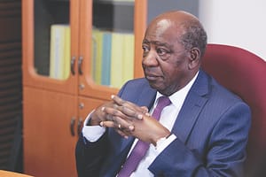 Finance minister Alexander Chikwanda addresses jouirnalists at his office on March 21, 2014 where he explained the state of economy - Picture by David Kashiki